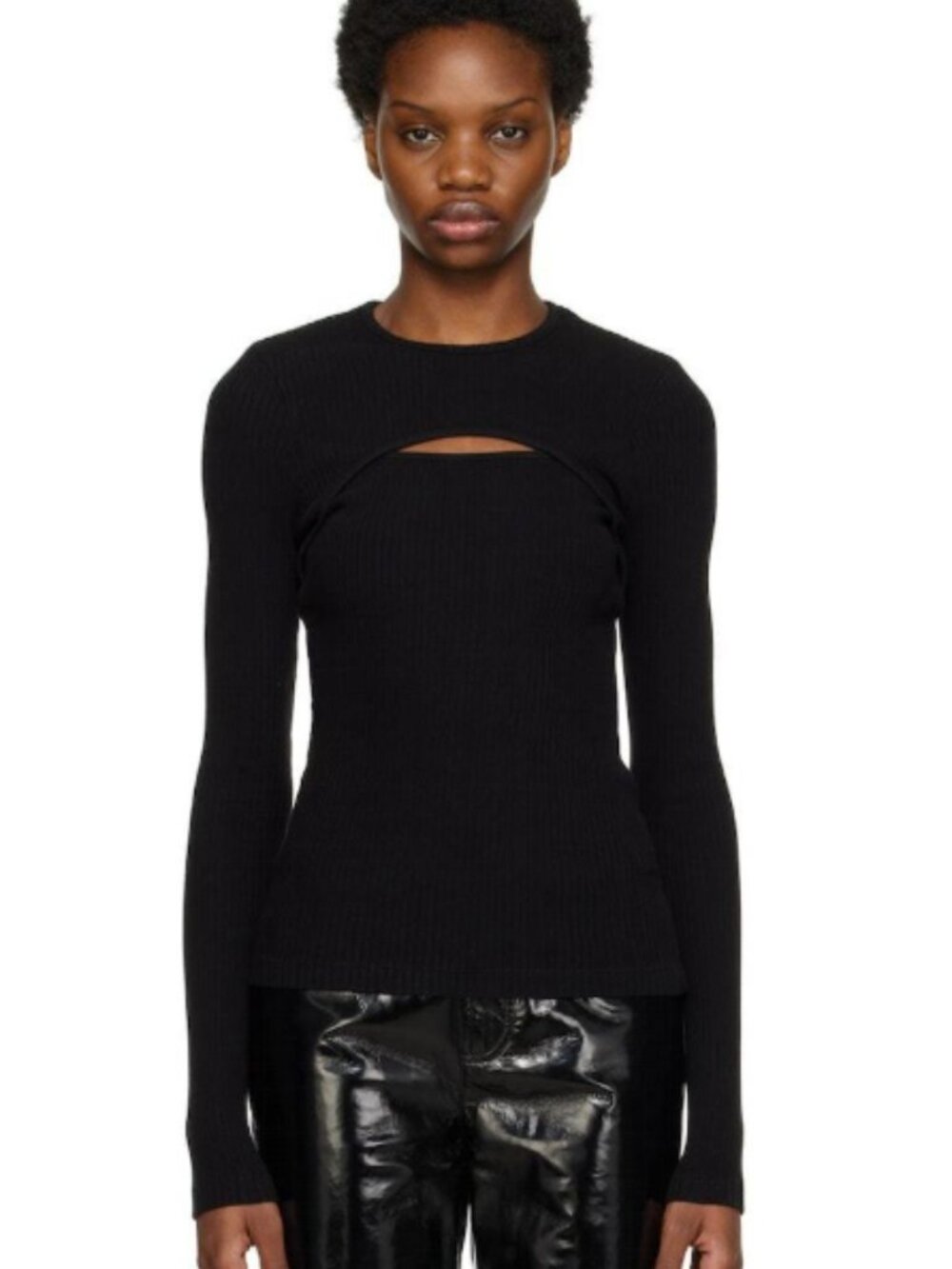 Agolde Lyza cut-out rib tee black size small going out designer
